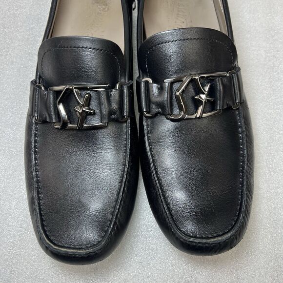 Salvatore Ferragamo PETER SF Logo Black Leather Mens Drivers Loafers Shoes 9.5D main image 7